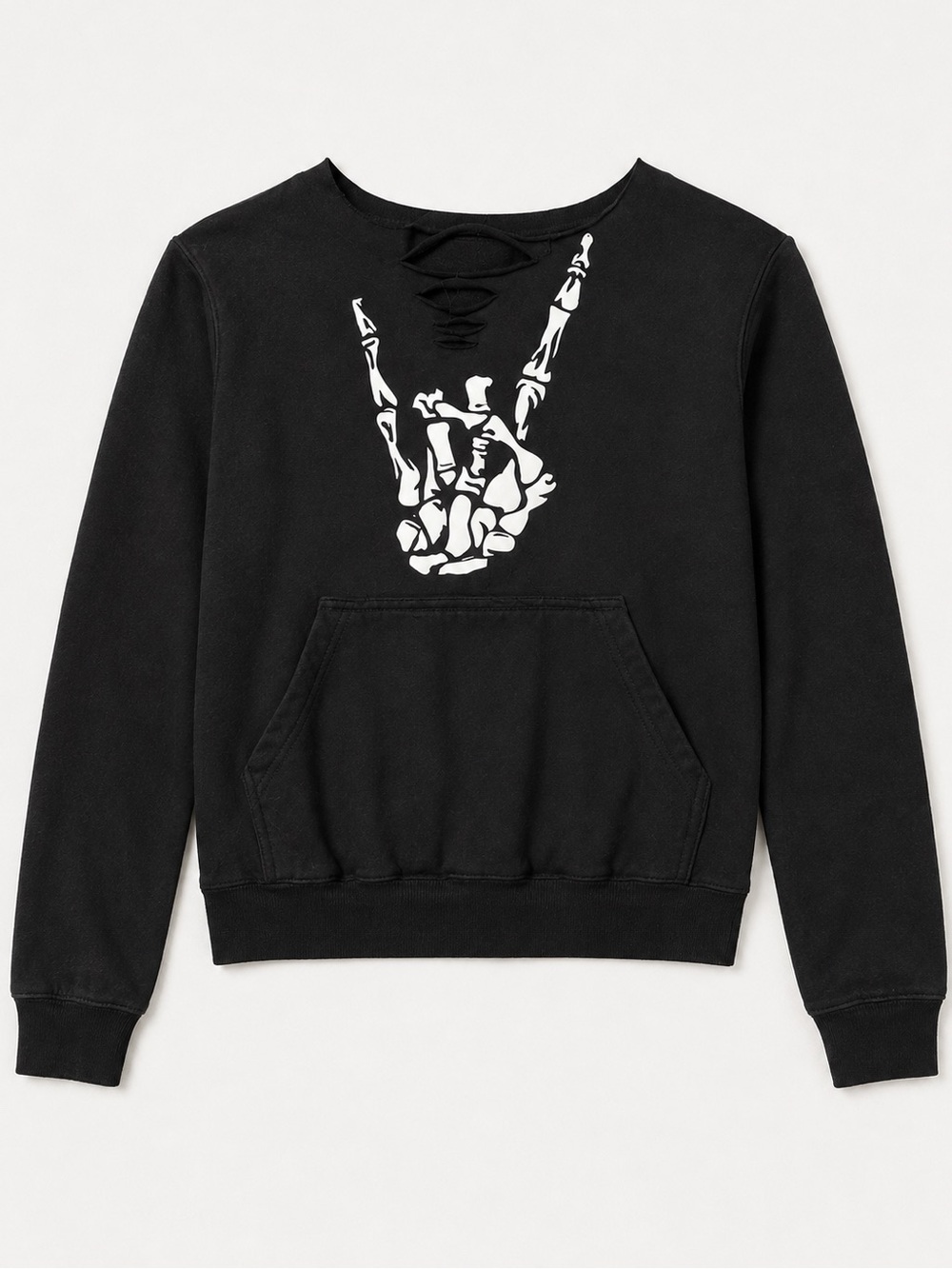 The Drive Clothing RoadRash Distressed Neck Cutout Hoodie Grunge Gothic Y2K